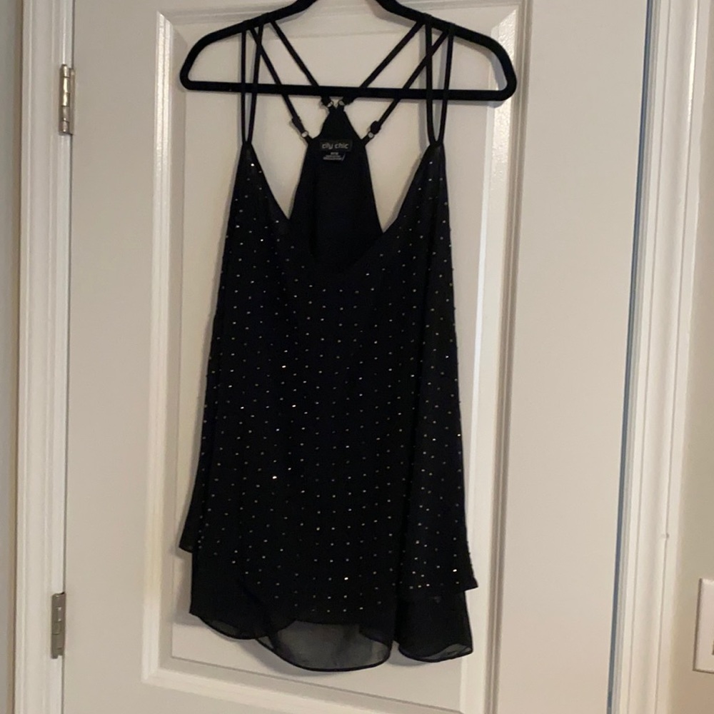 City Chic layered tank with rhinestones